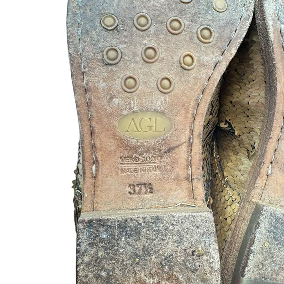 AGL Matte Gold All Over Sequins Lace Up Oxford Classic Party Dress Shoes - Picture 10 of 11